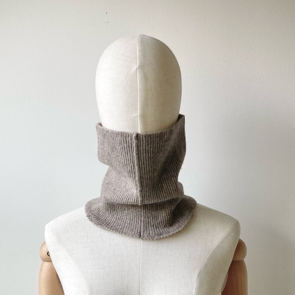 joodito Accessories - joodito 100% wool mini ribbed tube scarf high cowl collar shawl beige camel tan